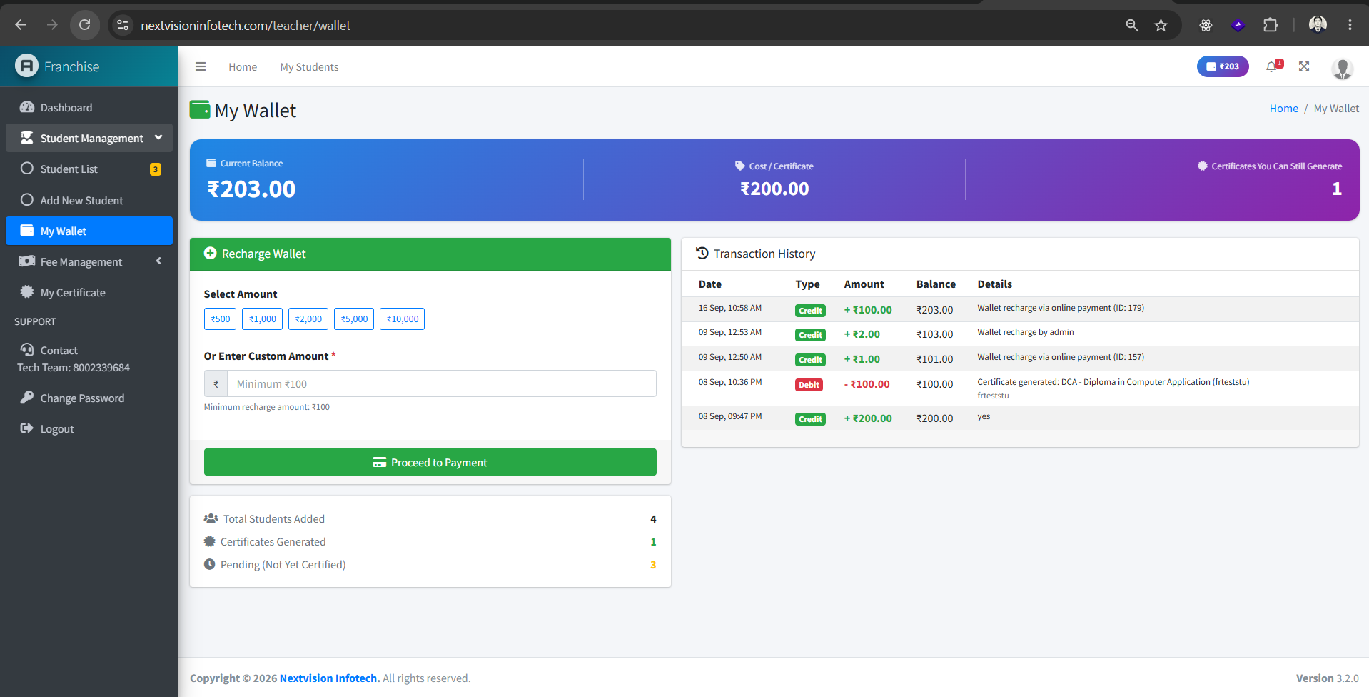 Wallet & Fee Management